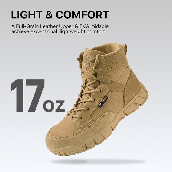 〽️Men\'s Light Brown Free Soldier Durable Waterproof Lightweight Tactical Boots